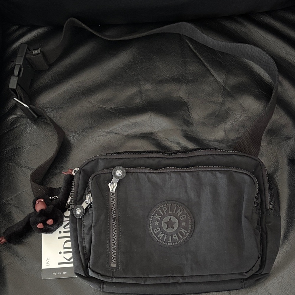 Kipling Black Multi Pocket Sling Bag NWT - Picture 2 of 11